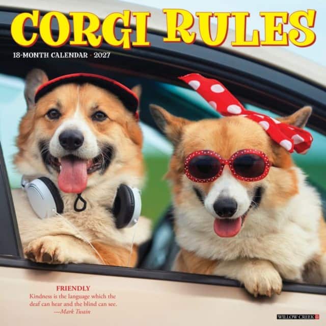 Corgi Rules 2027 Wall av Willow Creek Press