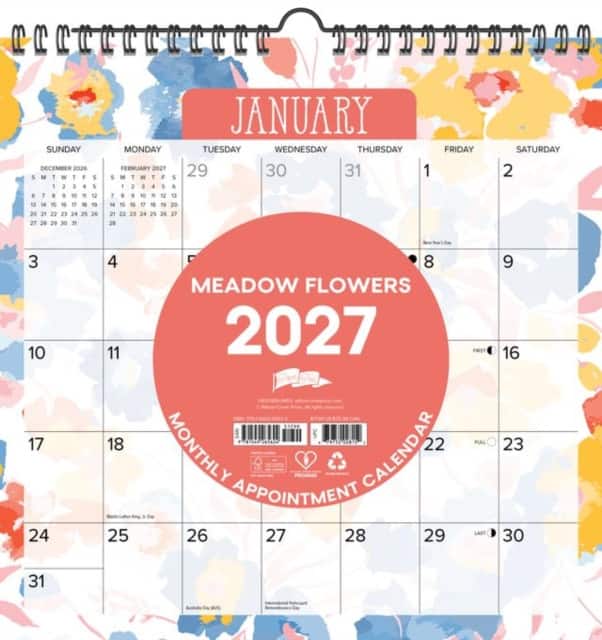 Meadow Flowers 2027 12" x 12" Spiral Wall Calendar av Willow Creek Press