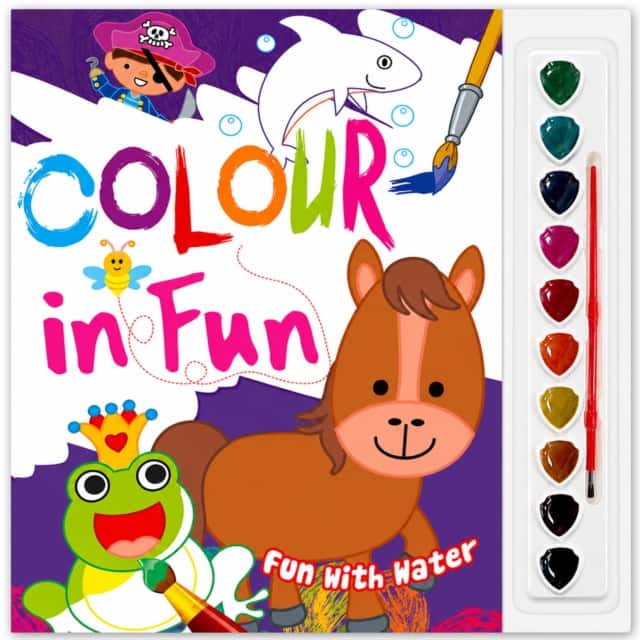 Brijbasi-Fun With Water: Colouring 32 Page Book Set For Kids- With 10 Watercolour Cakes Kit & Paint Brush, Safe, Washable, Organic & Non-Toxic Paints For Children-(Pink) av Mamta Garg
