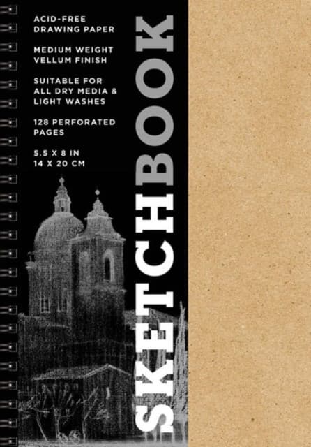 Sketchbook 5.5 x 8" Kraft Spiral Hardcover Mixed Media Sketchbook for Drawing