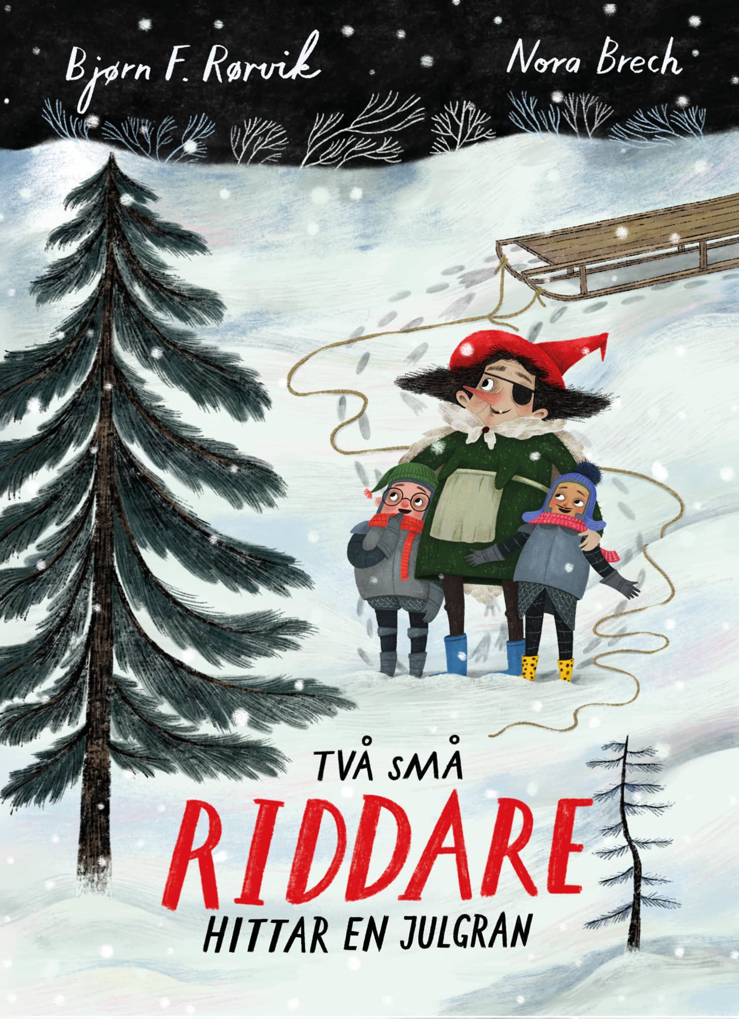 Två små riddare hittar en julgran