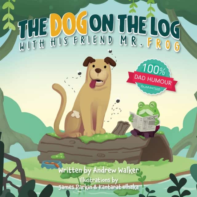 The Dog on the Log with His Friend Mr Frog av Andrew Walker