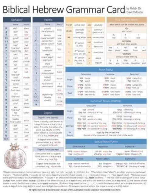 Biblical Hebrew Grammar Card av David Moster