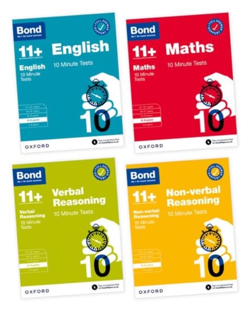 Bond 11+ 10 Minute Tests Bundle for Age 8-9 | For GL Assessment & other 11 plus exams | English, Maths, Verbal Reasoning, and Non-verbal Reasoning