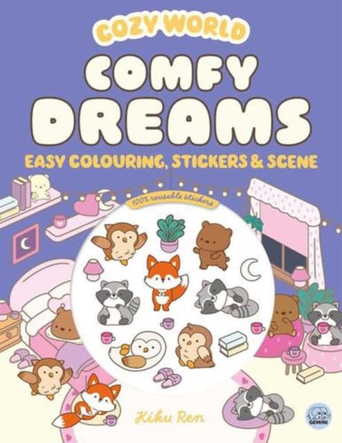 Cozy World Comfy Dreams: Easy Colouring and Sticker Scene for Teens, Young Adults and Adults