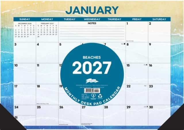 Beaches 2027 17" x 12" Monthly Deskpad av Willow Creek Press