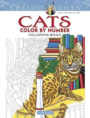 Creative haven cats color by number coloring book av George Toufexis