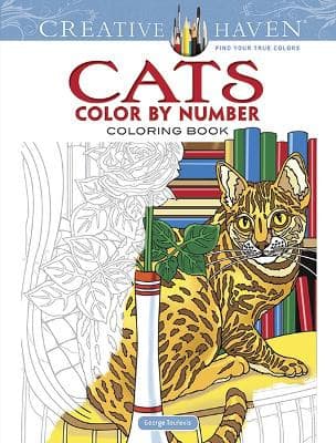 Creative haven cats color by number coloring book