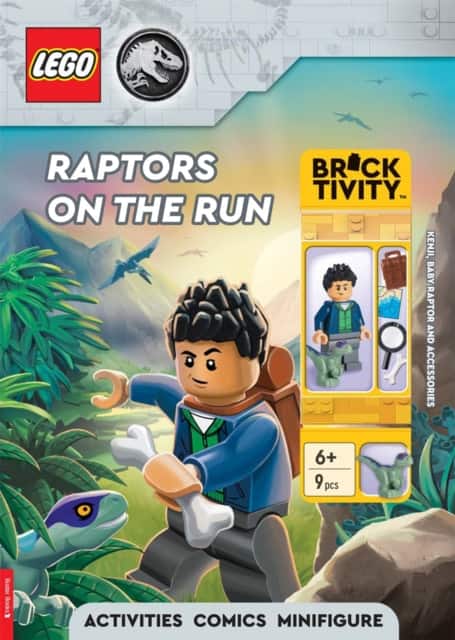 LEGO® Jurassic World™: Raptors on the Run Activity Book (with Kenji minifigure, baby raptor and accessories) av Lego