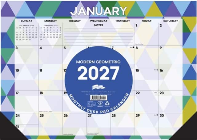 Modern Geometric 2027 17" x 12" Monthly Deskpad av Willow Creek Press