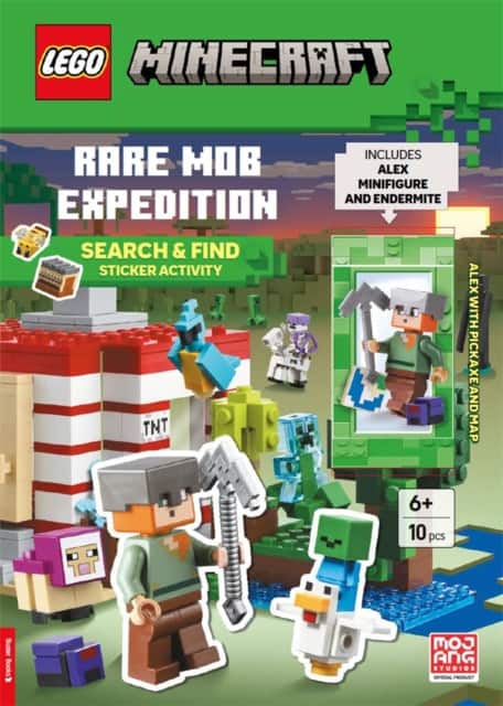 LEGO® Minecraft™: Rare Mob Expedition – Search & Find Sticker Activity Book (with Alex minifigure, endermite, pickaxe and map) av Lego