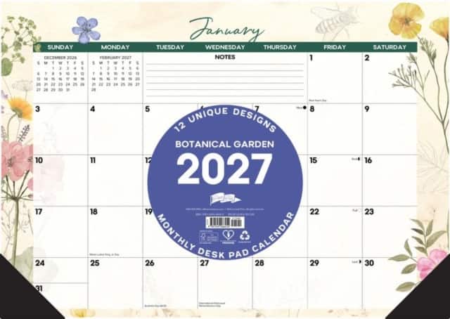 Botanical Garden 2027 17" x 12" Monthly Deskpad av Willow Creek Press