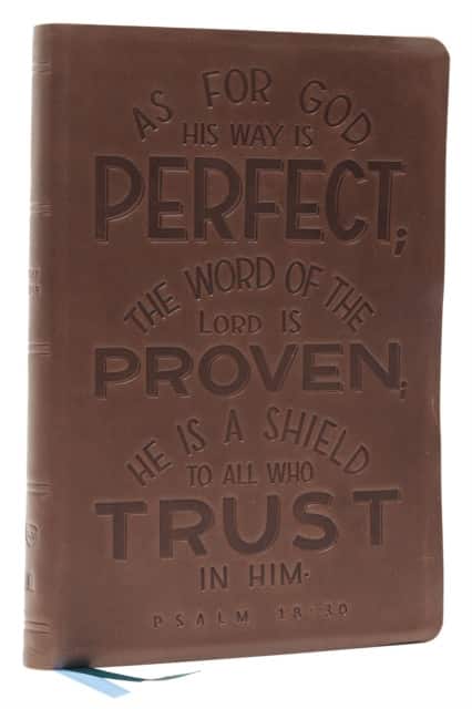 NKJV, Thinline Bible, Verse Art Cover Collection, Genuine Leather, Brown, Thumb Indexed, Red Letter, Comfort Print av Thomas Nelson
