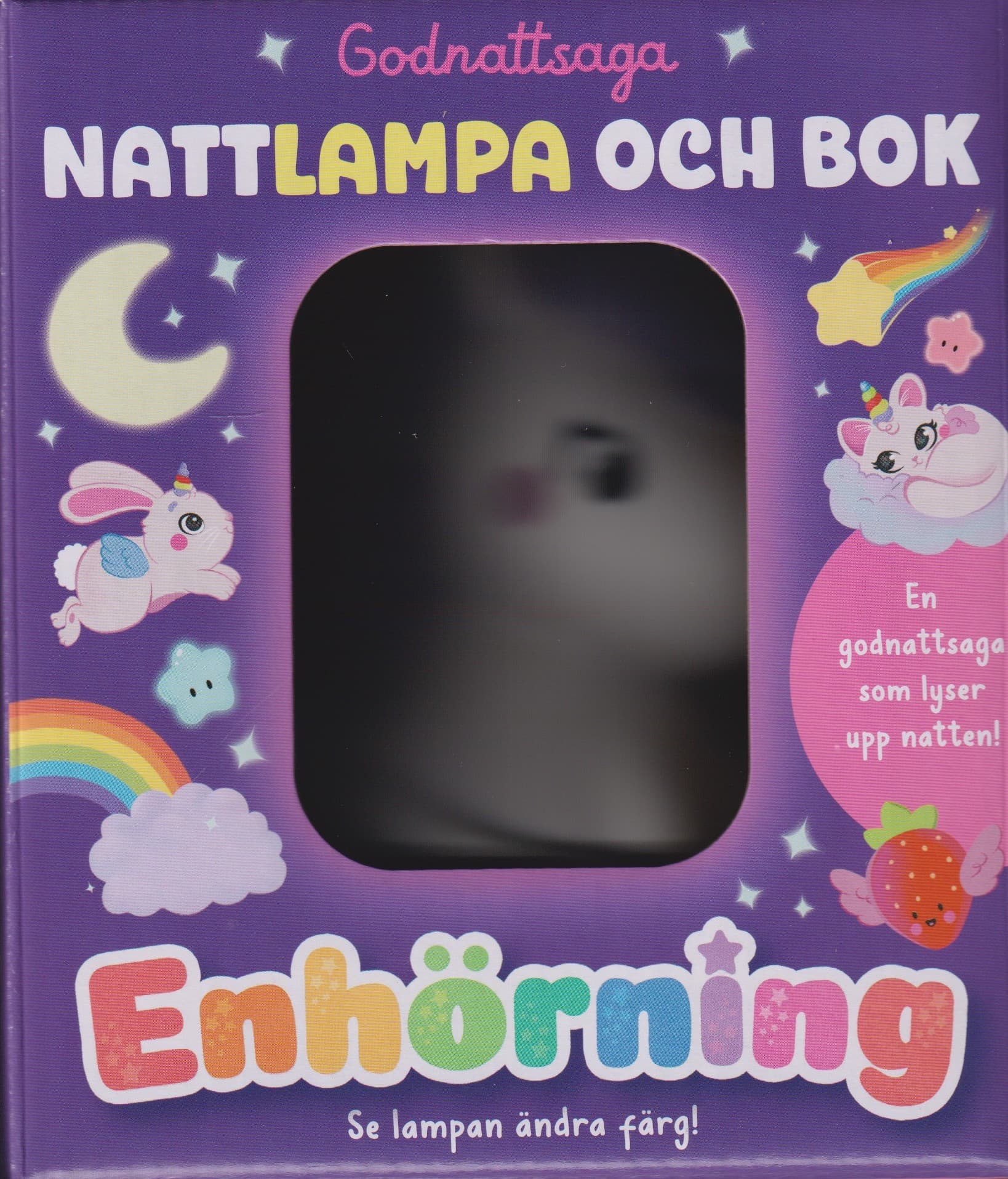 Godnattsaga - Nattlampa och bok - Enhörning