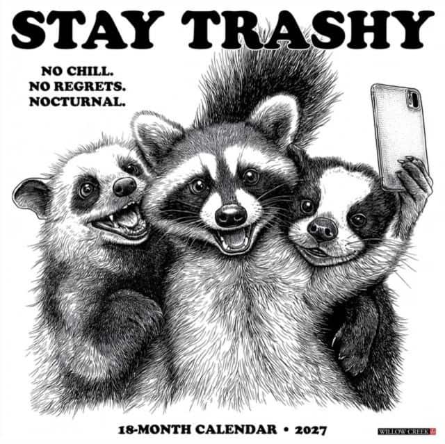 Stay Trashy 2027 Wall av Willow Creek Press