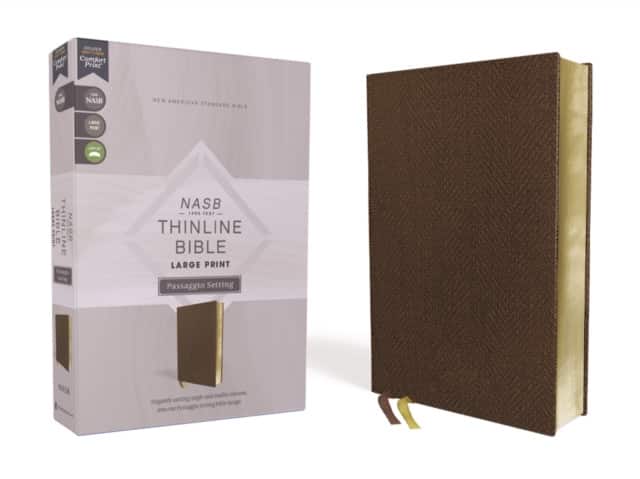 NASB, Thinline Bible, Large Print, Passaggio Setting, Leathersoft, Brown, Red Letter, 1995 Text, Comfort Print av Zondervan
