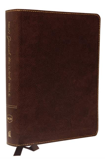 NKJV, Journal the Word Bible: Reflect, Journal or Create Art Next to Your Favorite Verses (Bonded Leather, Brown, Red Letter, Comfort Print) av Thomas Nelson
