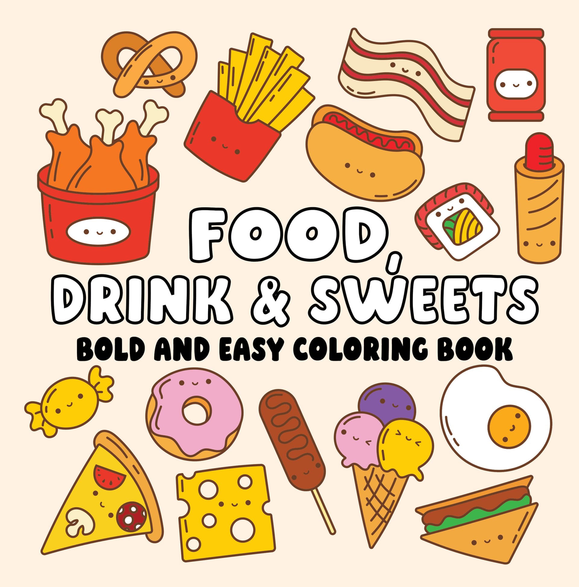 Food Drink & Sweets Bold and Easy Coloring Book
