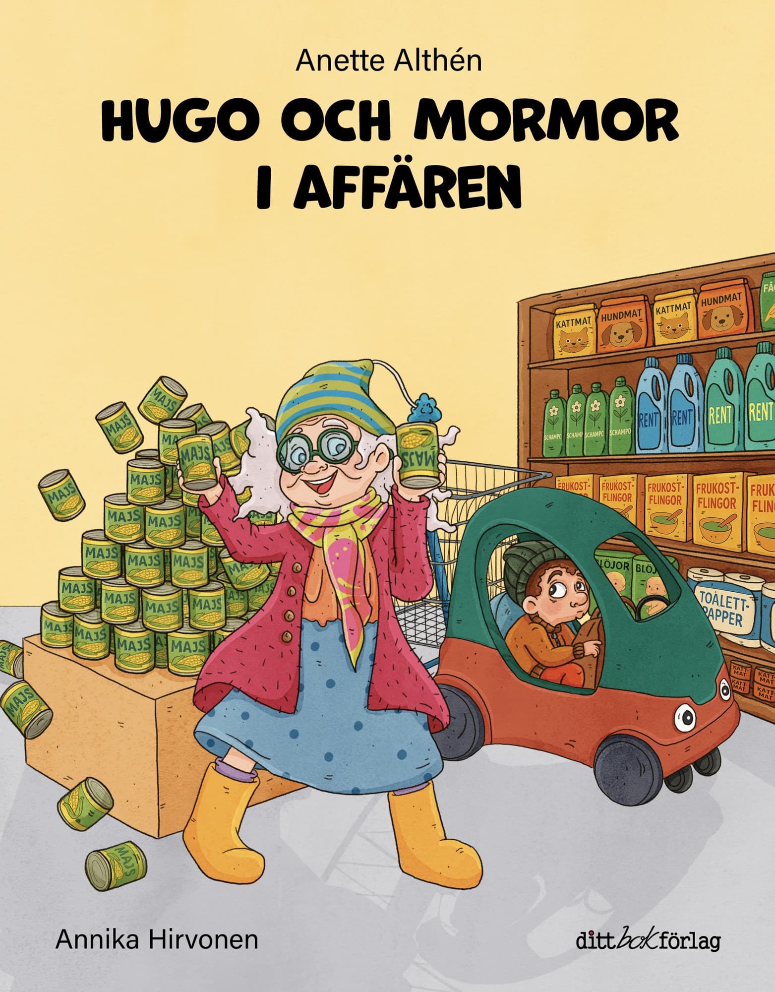 Hugo och mormor i affären
